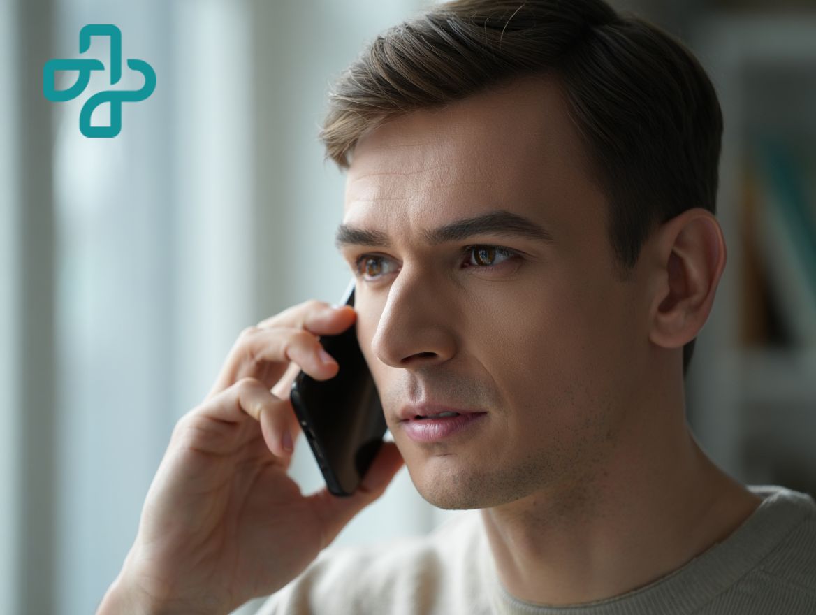 Анонимное лечение хронического алкоголизма без постановки на учёт в СПб Мужчина звонит по телефону доверия